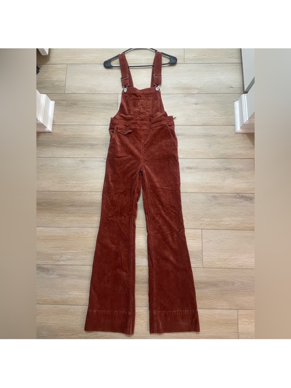 Anthropologie Rust Corduroy Overalls